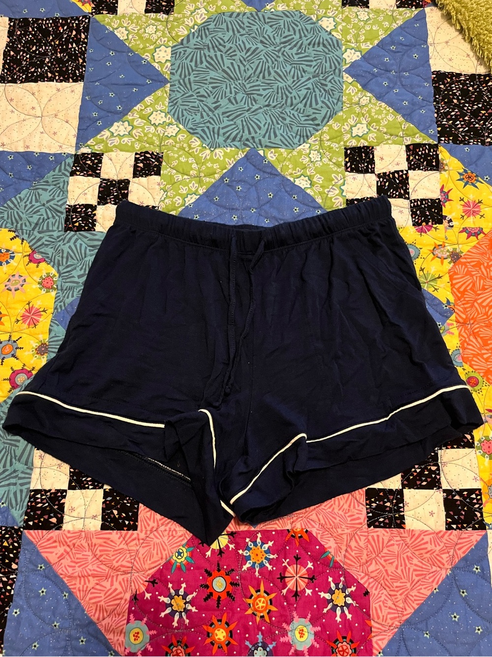 Auden Navy Sleep Shorts with Cream Piping